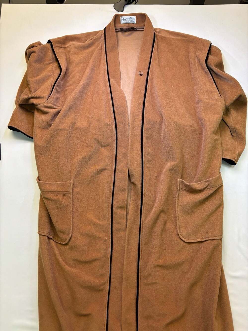Vintage Christian Dior Robe De Chambre Tan Velour Bathrobe One Size